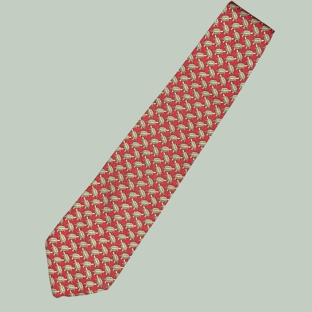 Brooks Brothers‎ Makers Necktie Men Red Green Turtle Print Silk Made in USA